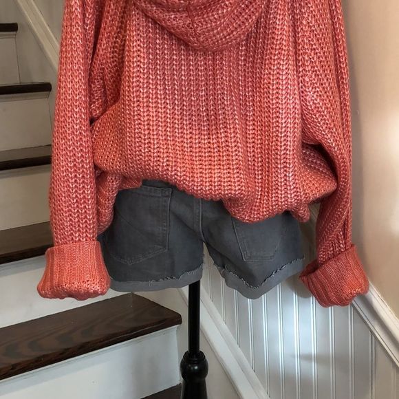 TORRID Rose Long Sleeve Chunky Woven Hooded Pullover W. Lace Up Front Sz 5X NWT - Picture 14 of 16